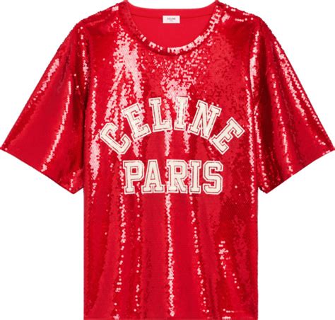 Celine Red Sequin 'Celine Paris' T